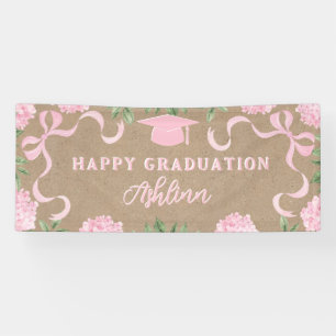 Abschluss-Schild, Kraftpapier Rosa Hydrangea Banner
