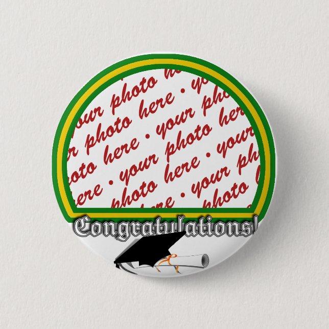 Abschluss School Colors Green & Gold Frame Button (Vorderseite)