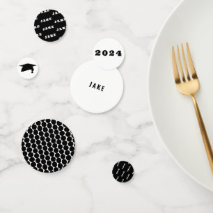 Abschluss Schwarz/Weiß Konfetti