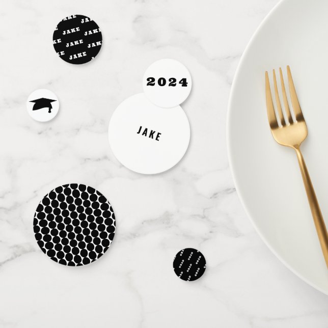 Abschluss Schwarz/Weiß Konfetti