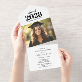 Abschluss Schwarze Mütze und Quaste Foto Offenes H All-in-One-Einladung