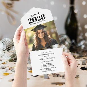 Abschluss Schwarze Mütze und Quaste Foto Offenes H All-in-One-Einladung