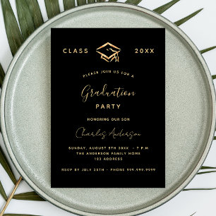Abschluss Schwarzes Gold 2024 Minimalistischer Lux Einladung