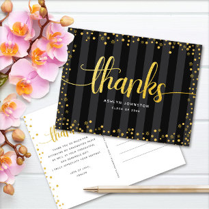 Abschluss schwarzes gold glänzendes Skript Danke Postkarte