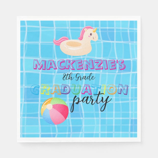 Abschluss-Schwimmparty Serviette (Vorderseite)