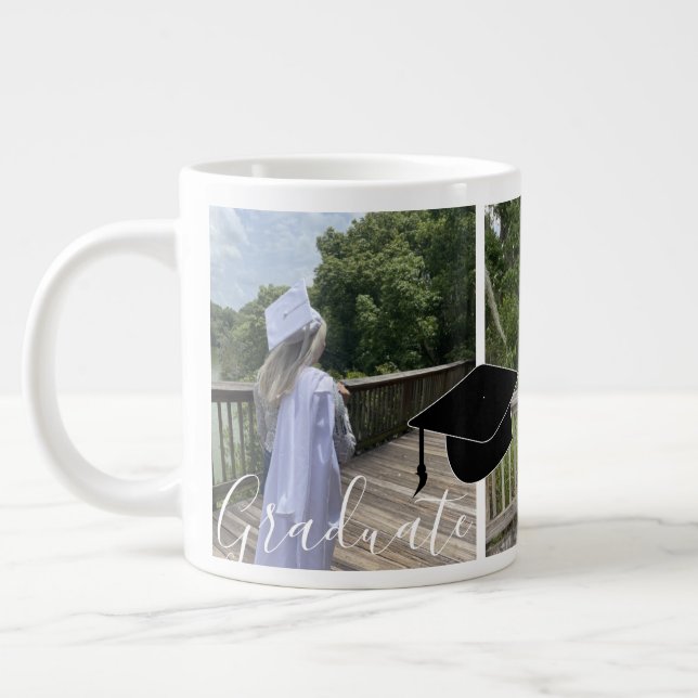 Abschluss Script Foto Cap Collage Jumbo-Tasse (Links)