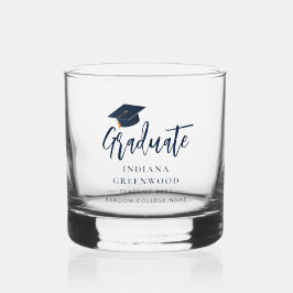 Abschluss Script Navy Blue Personalisiert Keepake Whiskyglas