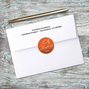 Abschluss Script Orange Umschlag Aufkleber