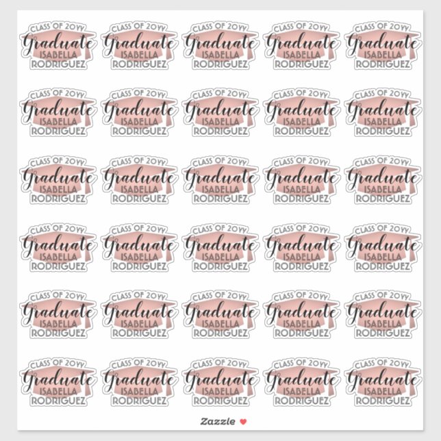 Abschluss Script Rosa Rose Gold & Black Stickers Aufkleber (Blatt)