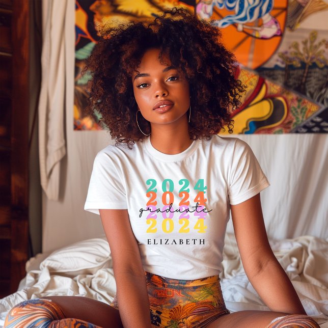 Abschluss Senior Class Trendy Custom Grad Name T-Shirt (Von Creator hochgeladen)