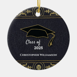 Abschluss Senior Year Elegantes Schwarzes Gold Keramik Ornament