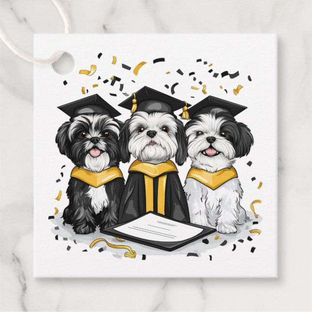 Abschluss Shih Tzu Dogs Geschenkanhänger (Vorderseite)