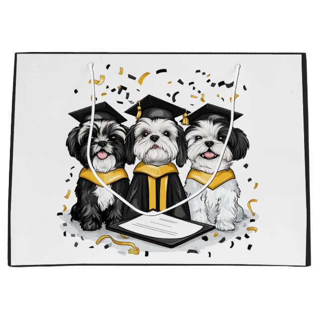 Abschluss Shih Tzu Dogs Große Geschenktüte (Vorderseite)