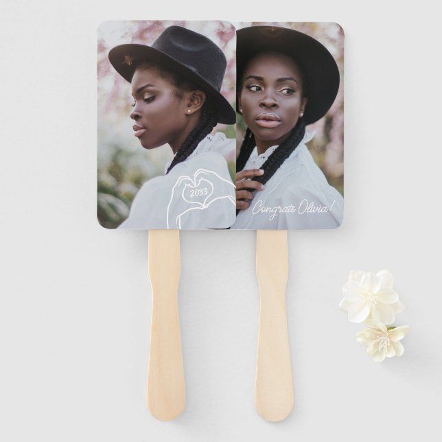 Abschluss-Signieren des benutzerdefinierten Foto-L Fächer (Vorne und Hinten)