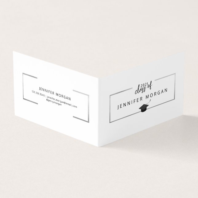 Abschluss Silber Elegante Namenskarte Visitenkarten (Vorderseite)