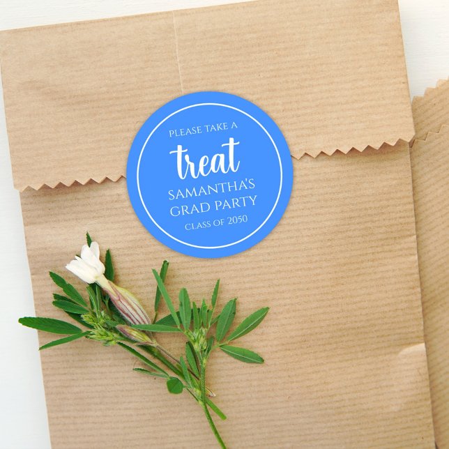 Abschluss Simple Minimalistisch Azure Blue Leckere Runder Aufkleber (Von Creator hochgeladen)