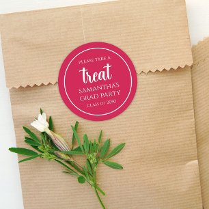 Abschluss Simple Minimalistisch Crimson Red Lecker Runder Aufkleber