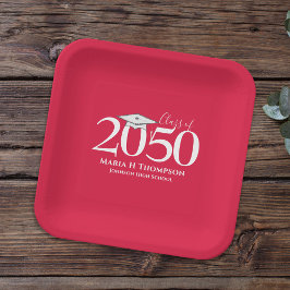 Abschluss Simple Modern Minimalistisch Crimson Red Pappteller