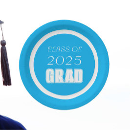 Abschluss "Sky Blue and White School Colors" Pappteller