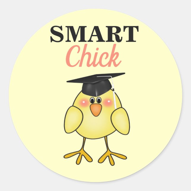 Abschluss Smart Chick Runder Aufkleber (Vorderseite)