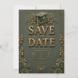 Abschluss-Sparen Sie das Datum + RSVP-Karten-Set Einladung