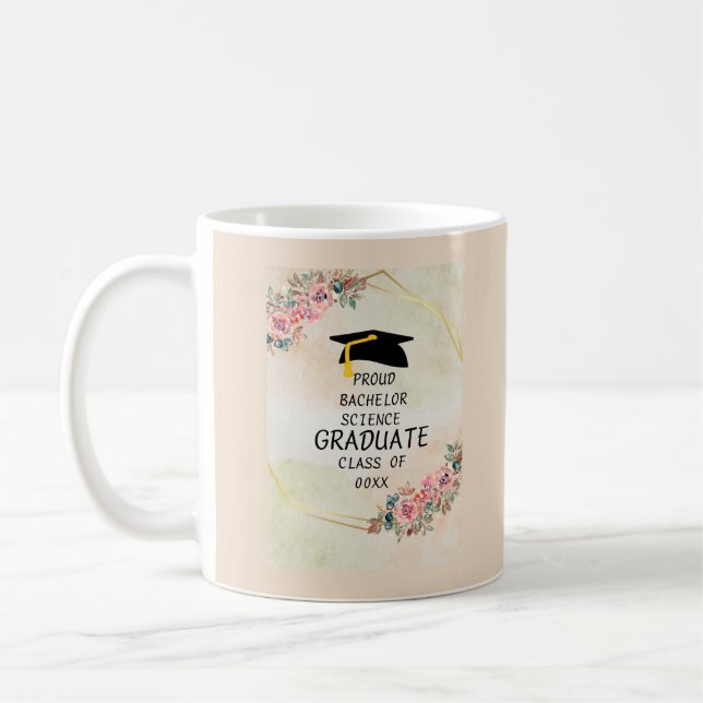 Abschluss-Sprichwort mit personalisiertem Abschlus Kaffeetasse (Links)