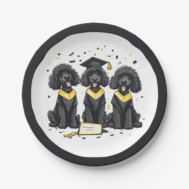 Abschluss Standard Poodle Hunde Pappteller (Vorderseite)