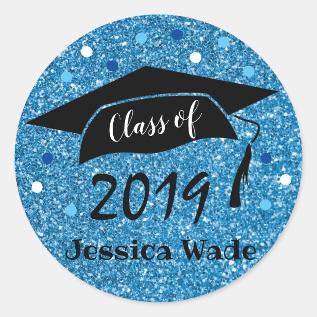 Abschluss Sticker-Siegel Spaß-Imitate Glitzer Runder Aufkleber (Vorderseite)