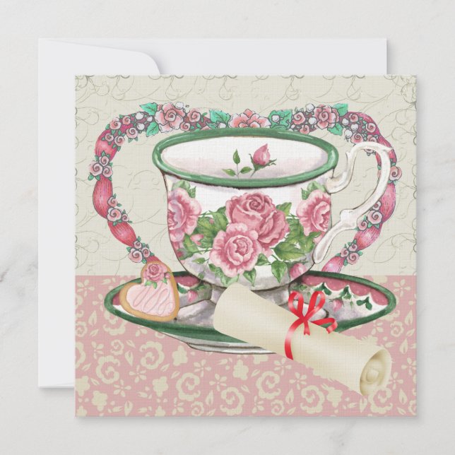 Abschluss Süßer Kaffee / Tee Party - SRF Einladung (Vorderseite)