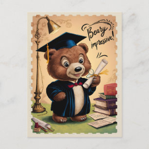 Abschluss Süßer Vintage-Bär Postkarte