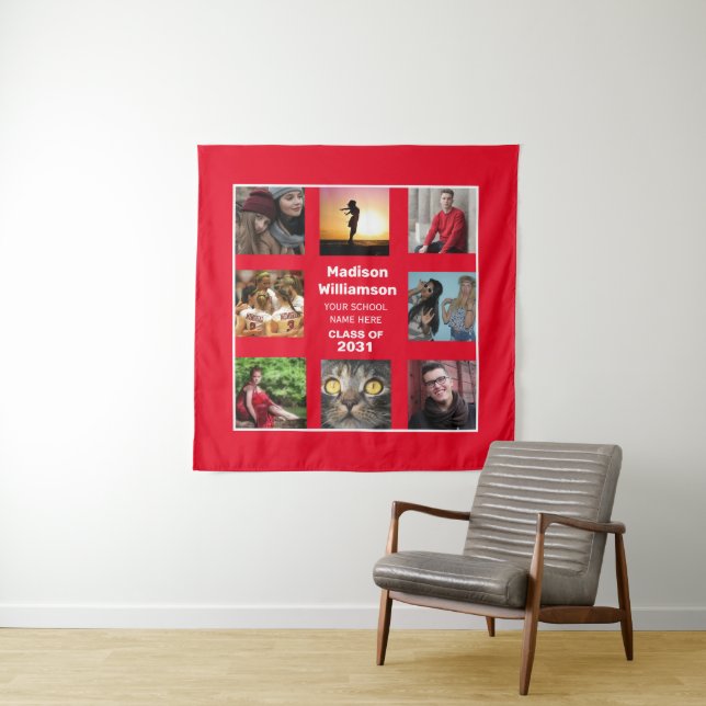 Abschluss-Tapestry 8 Fotocollage-Klasse Wandteppich (Beispiel (Horizontal))