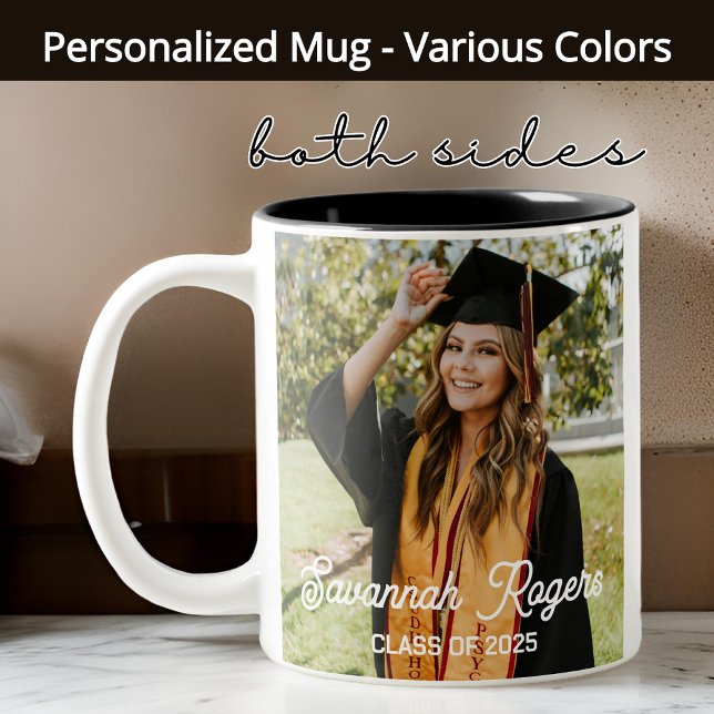 Abschluss-Tasse, benutzerdefinierte Foto-Tasse für Zweifarbige Tasse (personalized graduation gift, graduate gift, graduation photo mug, custom photo mug, graduation gift)