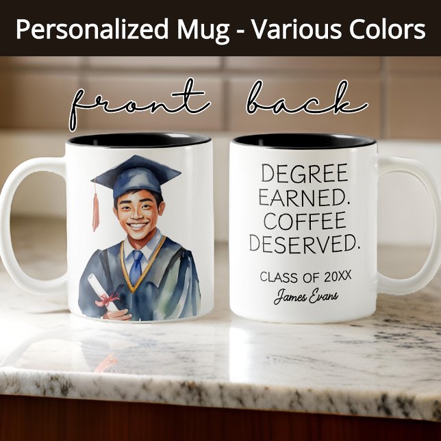 Abschluss Tasse, Individuelle Name-Klasse 2025 Ges Zweifarbige Tasse (graduation mug, funny graduation gift, custom grad mug, class of 2025, college graduate gift)