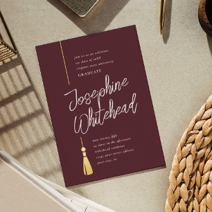 Abschluss Tassel Modernes Burgund Party Folieneinladung