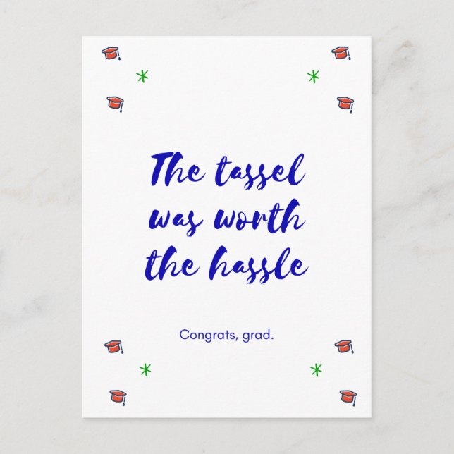 Abschluss - Tassle war die einfache Postkarte wert (Vorderseite)