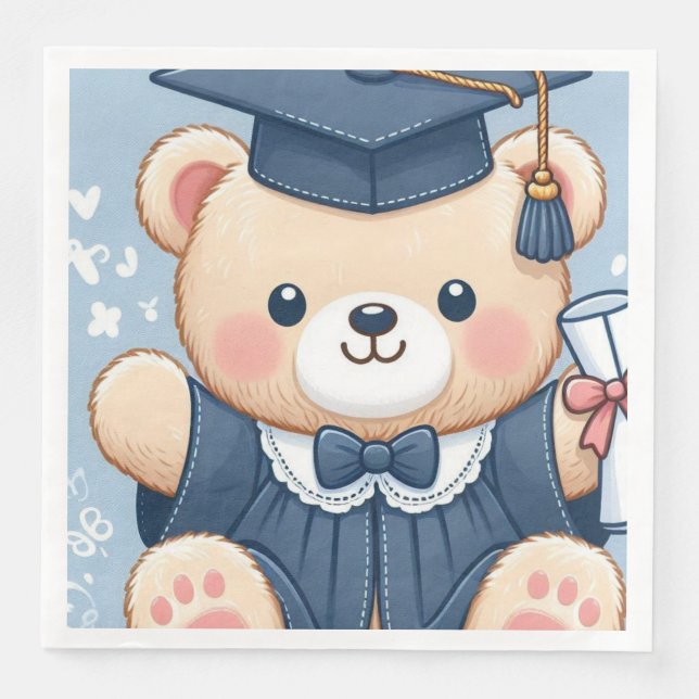 "Abschluss Teddy Bear Delight" Serviette (Vorderseite)