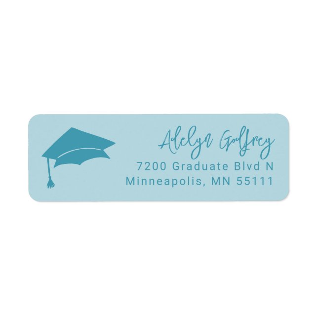 Abschluss Theme Grad Cap Doodle Blue (Vorne)