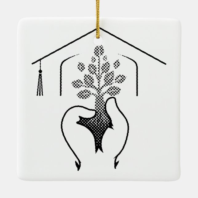 Abschluss: Träume in einem kraftvollen Slogan Keramikornament (Rückseite)