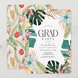 Abschluss Tropical Floral & Botanical Pflanze Einladung