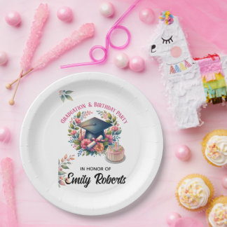 Abschluss- und Geburtstags-Blumen-Doppeljubiläum Pappteller