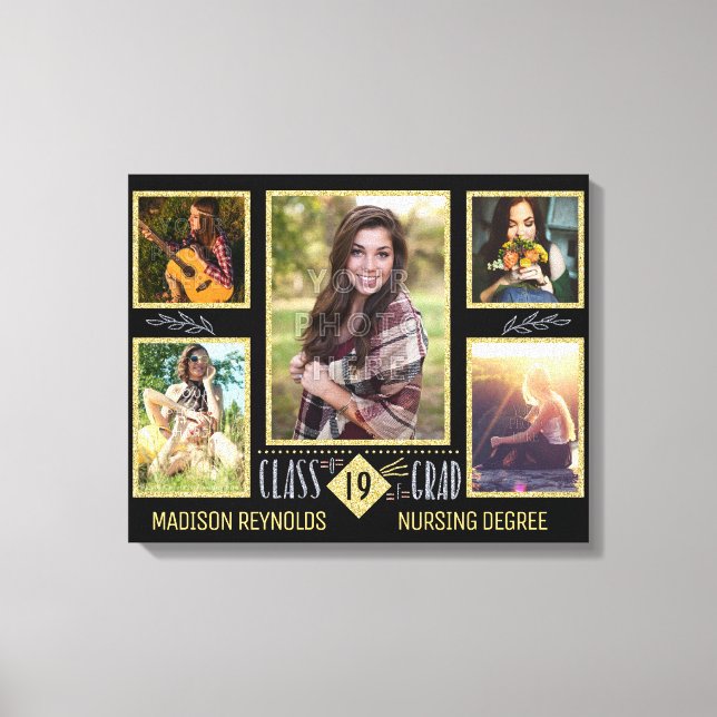 Abschluss Uni an der High School Grad FotoCollage Leinwanddruck (Vorderseite)