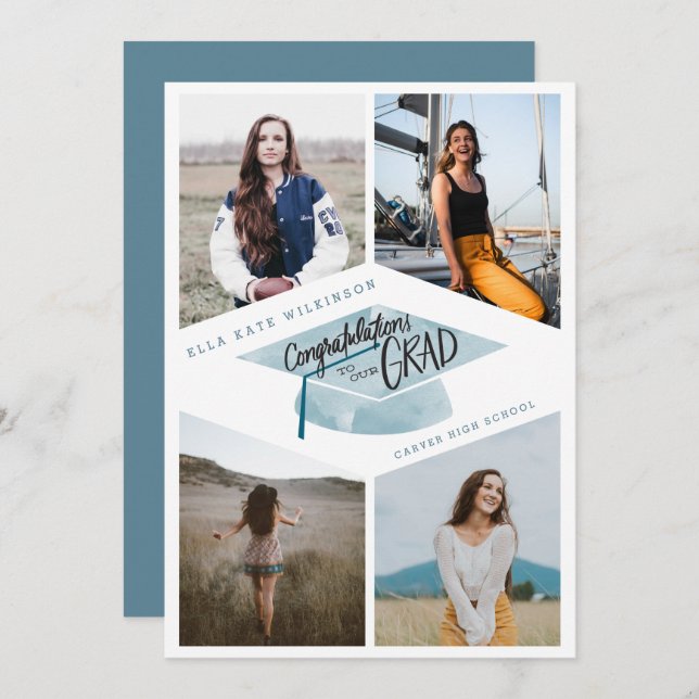 Abschluss - Unser Grad mit Hut Einladung (Vorne/Hinten)