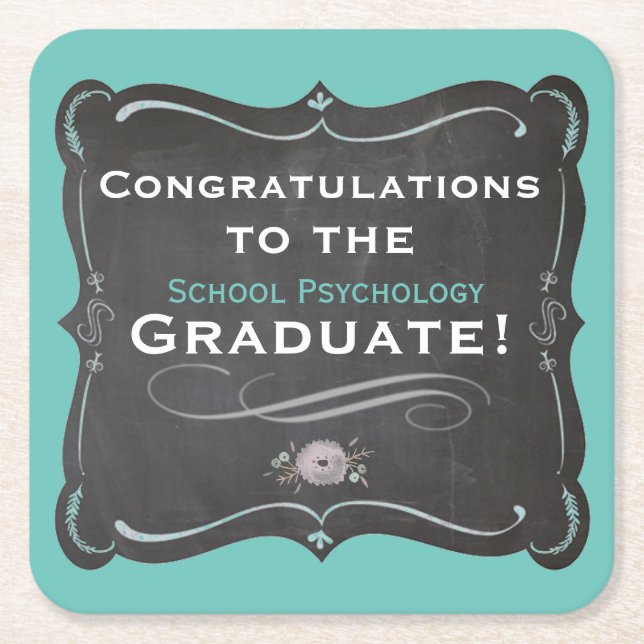 Abschluss-Untersetzer für Schulpsychologie Rechteckiger Pappuntersetzer (Vorderseite)