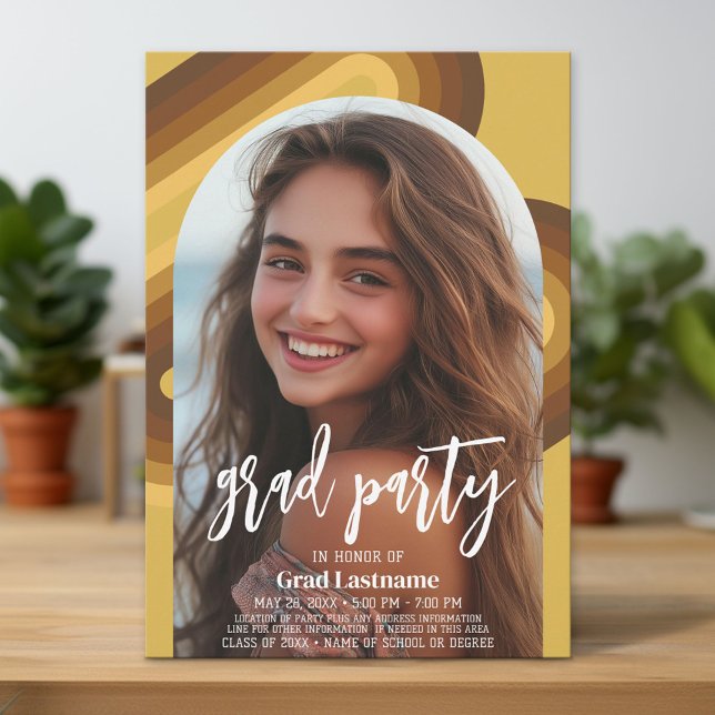 Abschluss Vertical Foto - Grad Party Script Gold Einladung (Custom Grad Party Invitation)