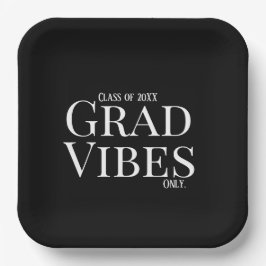 Abschluss Vibes only Schwarz/Weiß Pappteller