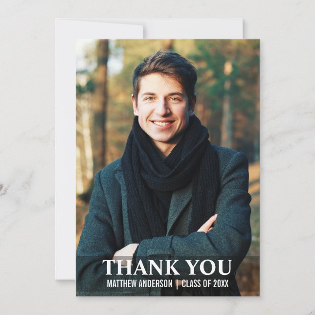 Abschluss Vielen Dank an die moderne Fotokarte L W Dankeskarte (Vorderseite)