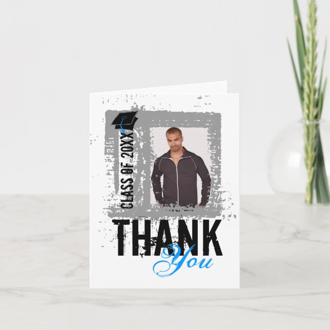 Abschluss Vielen Dank Blank Card Foto hinzufügen Dankeskarte (Vorderseite)