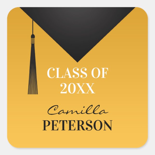 Abschluss Vielen Dank, dass Sie Black Hat Tassel S Quadratischer Aufkleber (Vorderseite)