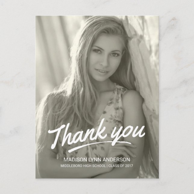 Abschluss Vielen Dank, dass Sie moderne handgeschr Postkarte (Vorderseite)