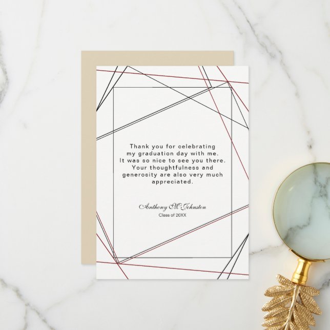 Abschluss Vielen Dank, Geometric Design Dankeskarte (Vorderseite/Rückseite Beispiel)